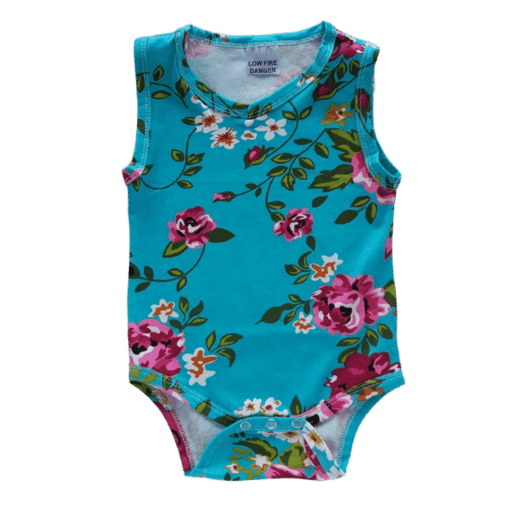 Aqua Floral sleeveless bodysuit