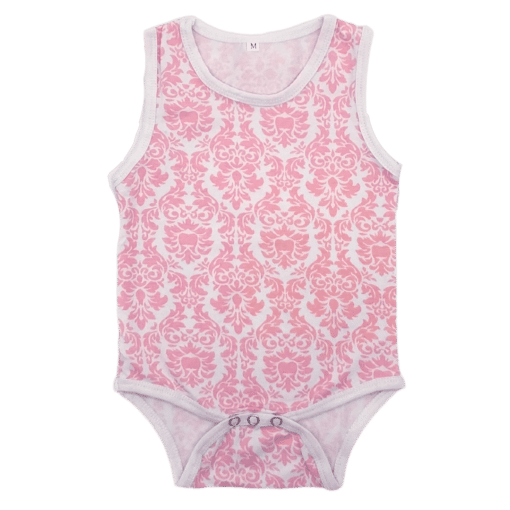 Light Pink Damask Pattern Sleeveless Bodysuit