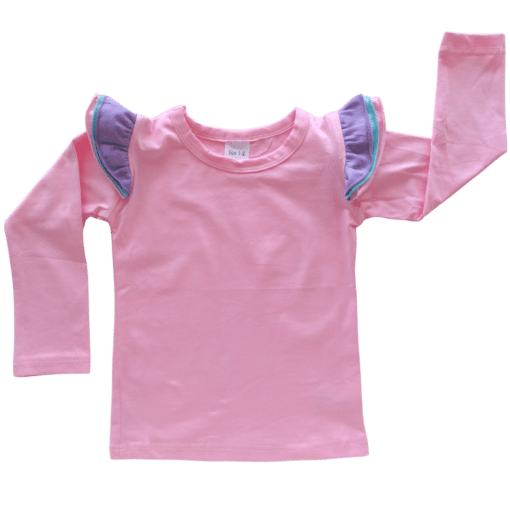 Tri Bubblegum Pink Long Sleeve fluttertop