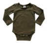 Army Green / Dark Olive Green Long Sleeve Basic Bodysuit / Onesie