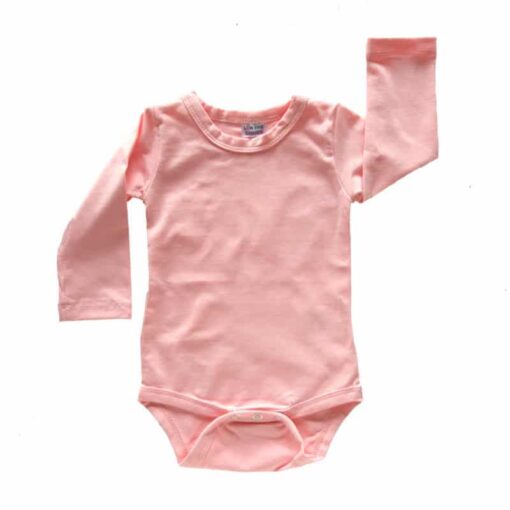 Baby Pink / Peachy Pink Long Sleeve Basic Bodysuit / Onesie