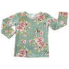 Green Floral Long Sleeve Basic Top