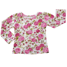 Pink Roses Long Sleeve Basic Top