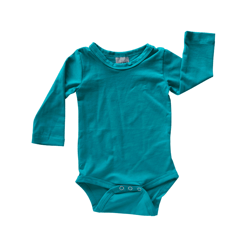 Turquoise Long Sleeve Basic Bodysuit - Blankish